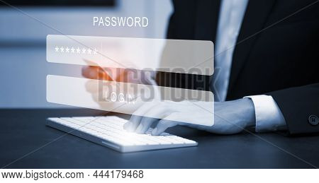 Security Password Login Online Concept  Hands Typing And Entering Username And Password Of Social Me