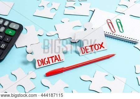 Handwriting Text Digital Detox. Business Showcase Free Of Electronic Devices Disconnect To Reconnect