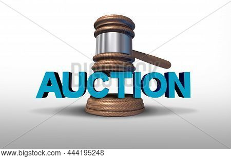 Auction Concept And Auctioneer Symbol As A Bidding Or Bid Idea Or Estate Sale Icon With An Auctionin