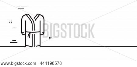 Bathrobe Line Icon. Housecoat Robe Sign. Fabric Dressing Gown Symbol. Minimal Line Illustration Back