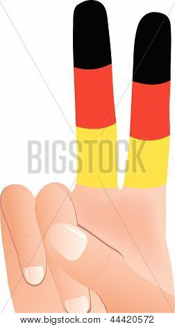 10 Vector EPS ของมือชาย gesturing สันติภาพสัญลักษณ์ในธงชาติเยอรมัน