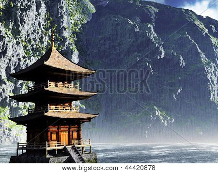 Buddhistisk tempel i bjergene