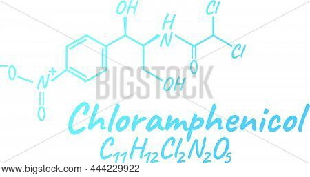 Chloramphenicol Antibiotic Chemical Formula And Composition, Concept Structural Medical Drug, Isolat
