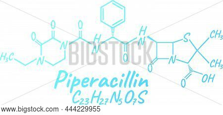 Piperacillin Antibiotic Chemical Formula And Composition, Concept Structural Medical Drug, Isolated 