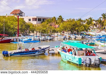 Panorama Landscape Holbox Village Port Harbor Muelle De Holbox Mexico.