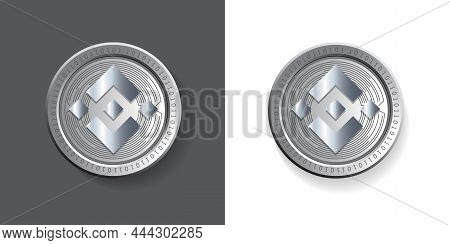 Cryptocurrency Binance Coin Logo In Silver Coin Isolated In Dark And White Background Vector Illustr