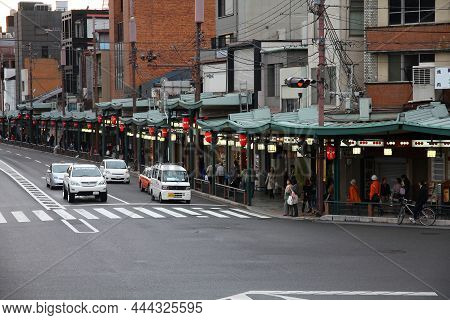 Kyoto, Japan - April 16, 2012: People Visit Shijo-dori Street In Kyoto City, Japan. Kyoto Was Visite