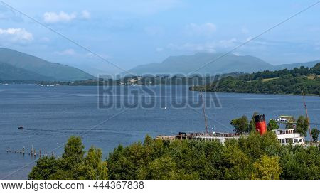 Loch Lomond Steamer And Loch Lomond, With Ben Lomond In The Distance, On A Summers Day In Scotland