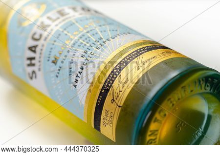 London, United Kingdom - August 20, 2021 Bottle Of Shackleton, Rare Old Highland Malt Whisky, Based 