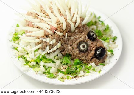 Traditional German Dish Called Mettigel,.mett Served As A Mett Hedgehog