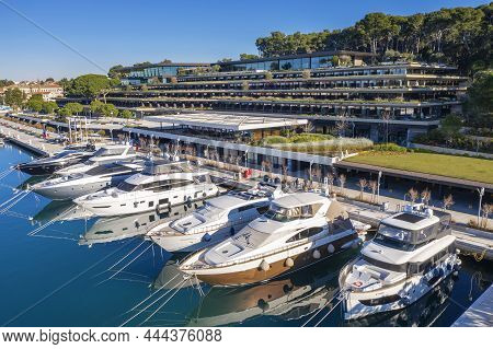 Rovinj, Croatia - December 16, 2021 - Modern And Luxury Grand Park Hotel And Aci Marina In Rovinj  -
