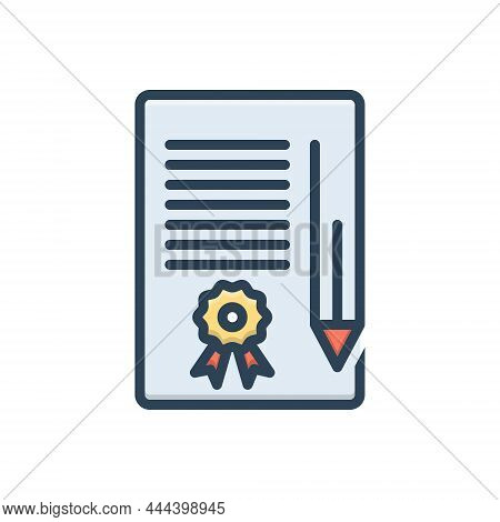 Color Illustration Icon For Bond Certificate Securities Contract Agreement Appendage Guarantee Paper