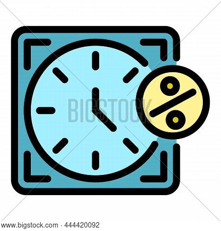 Time Rate Icon. Outline Time Rate Vector Icon Color Flat Isolated