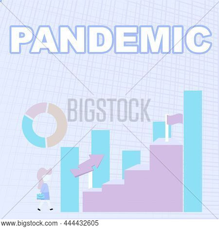 Writing Displaying Text Pandemic. Word Written On Occurring Over A Wide Area Affecting High Proporti