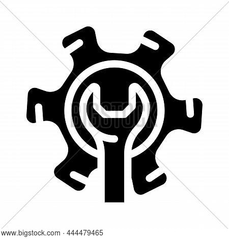 Gear Repair Process Glyph Icon Vector. Gear Repair Process Sign. Isolated Contour Symbol Black Illus