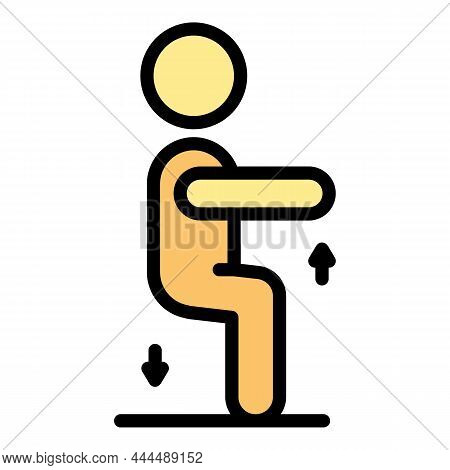 Physical Rehabilitation Sit Down Icon. Outline Physical Rehabilitation Sit Down Vector Icon Color Fl