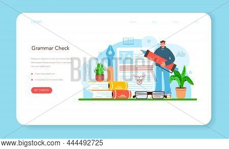 Proofreader Web Banner Or Landing Page. Printing House Technology Process