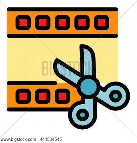 Video Montage Icon. Outline Video Montage Vector Icon Color Flat Isolated