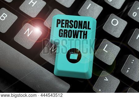 Hand Writing Sign Personal Growth. Business Overview A Longterm Process Which Shows The Development 