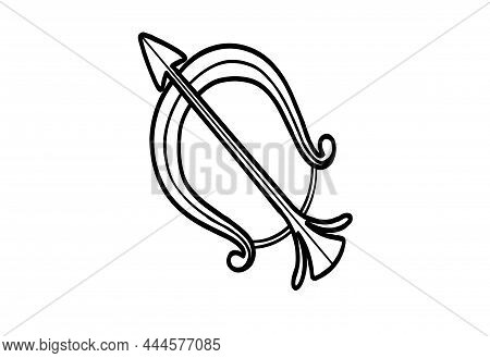 The Sagittarius Zodiac Symbol, Horoscope Sign On White Background. Royalty High-quality Stock Of Sag