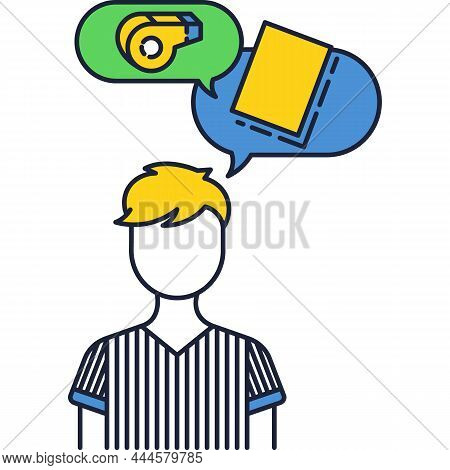 Referee Portrait Icon Man Soccer Arbitrator Vector