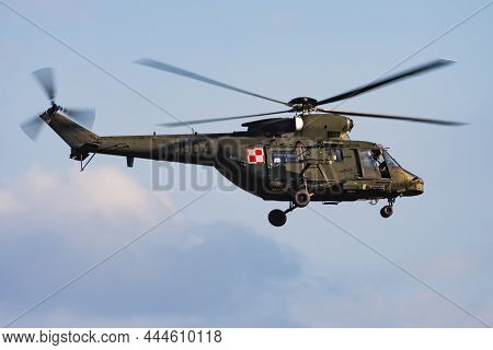 Radom, Poland - August 24, 2013: Military Helicopter At Air Base. Air Force Flight Operation. Aviati