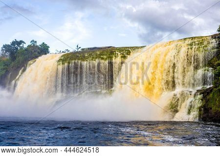 Scenic Waterfalls From Carrao River In Canaima National Park Venezuela