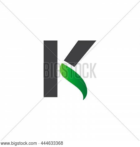 Letter K Alphabet Natural Green Icons - K Leaf Logo