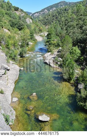 River Llobregat As It Passes By The Pedret Bridge, Sant Quirze De Pedret, Barcelona Spain