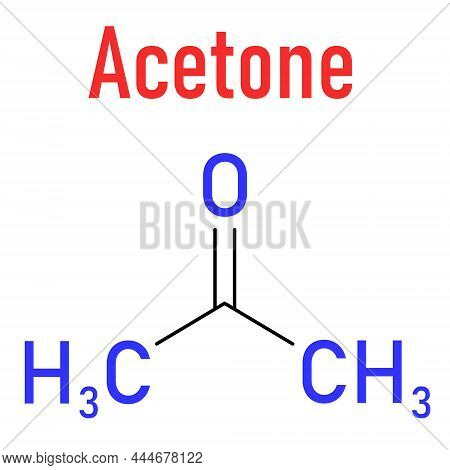 Acetone Solvent Molecule. Organic Solvent Used In Nail Polish Remover. Skeletal Formula.