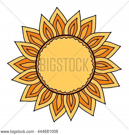 Vector Illustration Of Stylized Sun Icon For Shrovetide Or Maslenitsa Rusian Holiday. Folklore Art, 