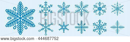 Snowflakes Doodle Hand Drawn For Christmas Design.