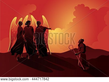 An Illustration Of Abraham Is Told That His Wife Sarah Will Bear Him A Son. Biblical Series