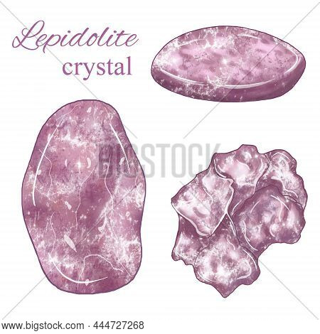Lepidolite Crystal Set, Lilac Witch And Wiccan Stones, Magic Stone, Third Eye Chakra Crystal, Medita