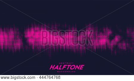 Abstract Vector Torn Red Halftone Sound Wave. Scrathed Dotted Texture Element.