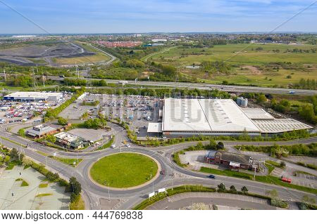 Castleford Uk, 1 April 2020: Aerial Photo Of The B&q Diy, Decorating And Gardening Supplies Store, L