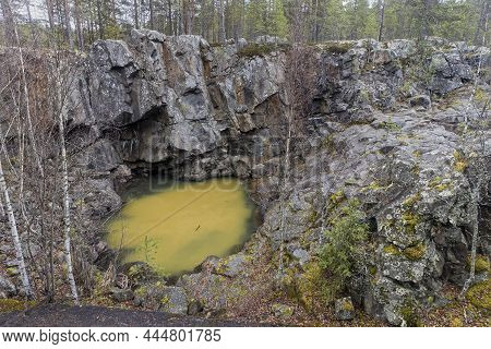 Rocks Of Extinct Ancient Paleo-volcano Girvas In Karelia, Russia.