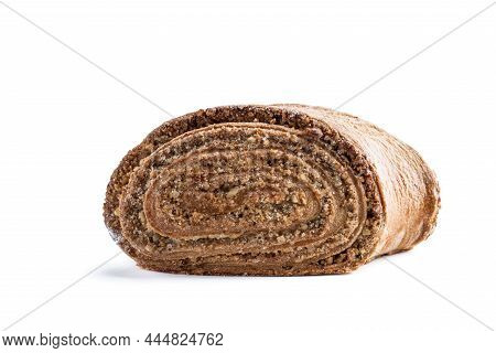 Gata  Shortbread Cookie With Nuts And Sugar Isolated On White
