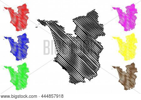 South Goa District (goa State, Republic Of India) Map Vector Illustration, Scribble Sketch South Goa