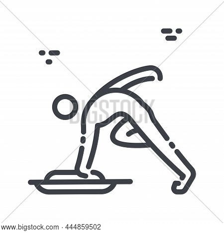 Side View Of A Running Athlete With Sleigh. Skeleton Line Icon