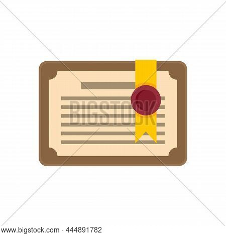 Attestation Diploma Icon. Flat Illustration Of Attestation Diploma Vector Icon Isolated On White Bac