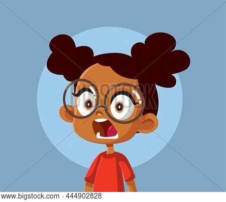 Shocked Panicked Little Girl Vector Cartoon Illustration