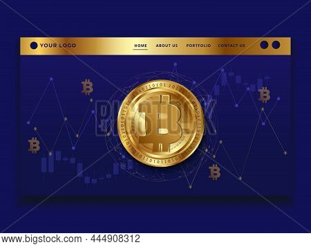 Creative Bitcoin Cryptocurrency Virtual Digital Money Website Landing Page Ui Design Vector Illustra