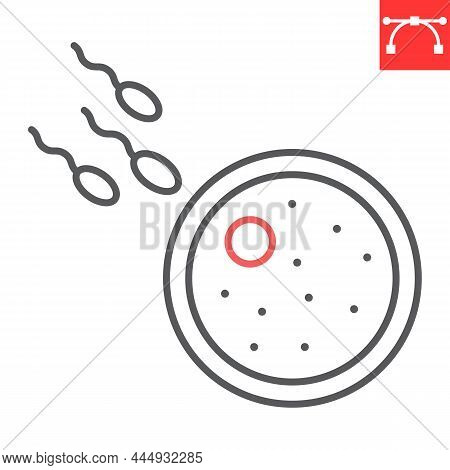 Sperm Fertilizing Egg Cell Line Icon, Fertility And Reproduction, Fertilization Egg Cell Vector Icon