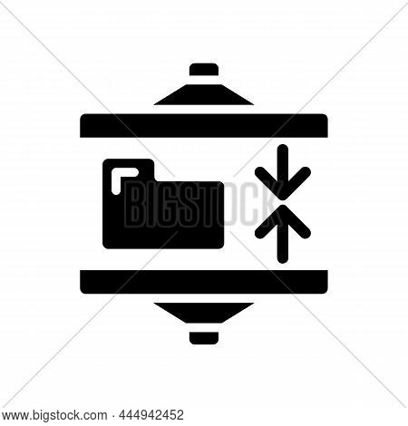 Data Compression Technique Black Glyph Icon. Digital Information Storage. Data Mining Technology For