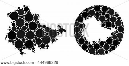 Vector Mosaic Thuringia Land Map Of Round Dots. Mosaic Geographic Thuringia Land Map Constructed As 
