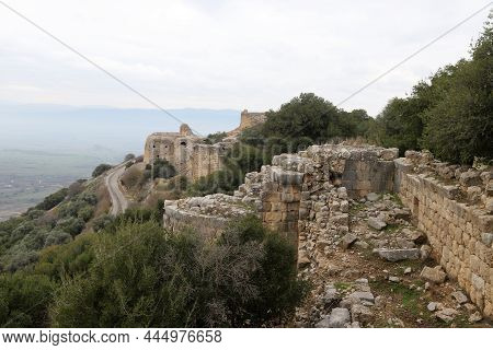 Ruins Of The Medieval Fortress Nimrod (mivtzar Nimrod) Located In The Northern Golan Heights In Isra