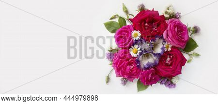 Roses. Colorful Flower. Flower In The Garden On A Sunny Summer Or Spring Day. Flower For Beauty Post