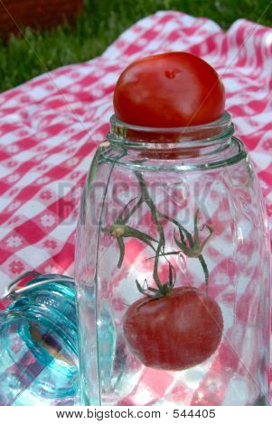 Vintage üvegedénybe paradicsom Canning