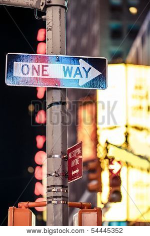 One way New York traffic sign